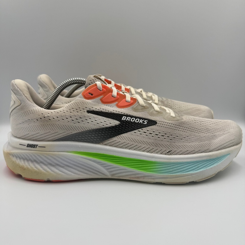 Brooks Ghost 17 Grey Running Shoes Orange Sneakers Men's Size 12 1104421D112